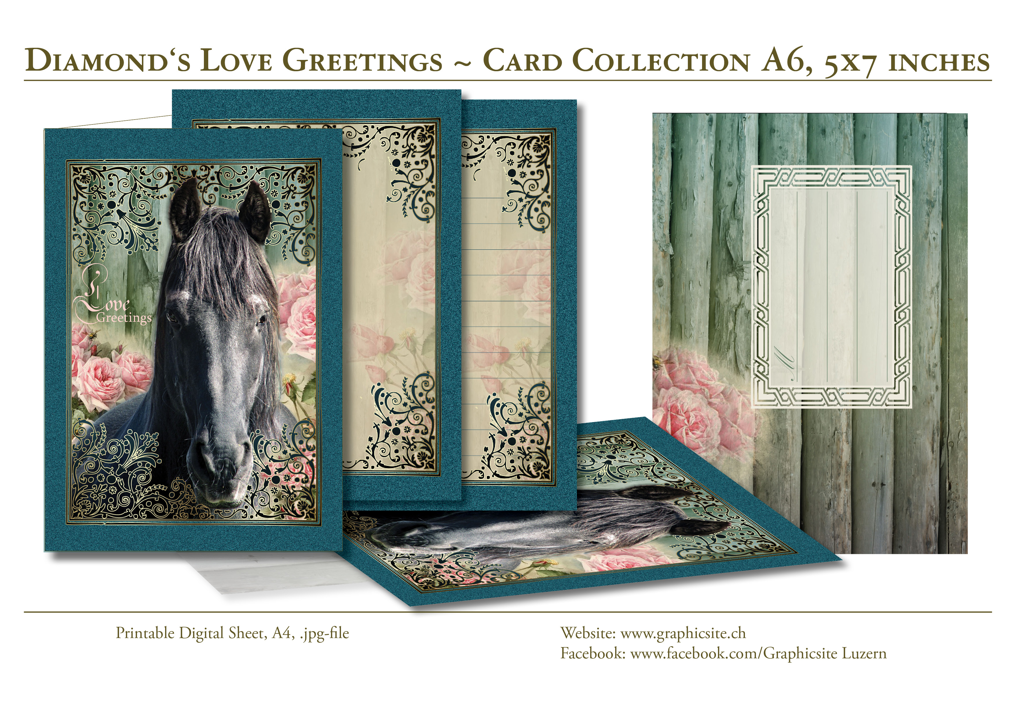 Karten selber drucken - Diamond'LoveGreetings, Grusskarten, Postkarten, Kuvert, A6